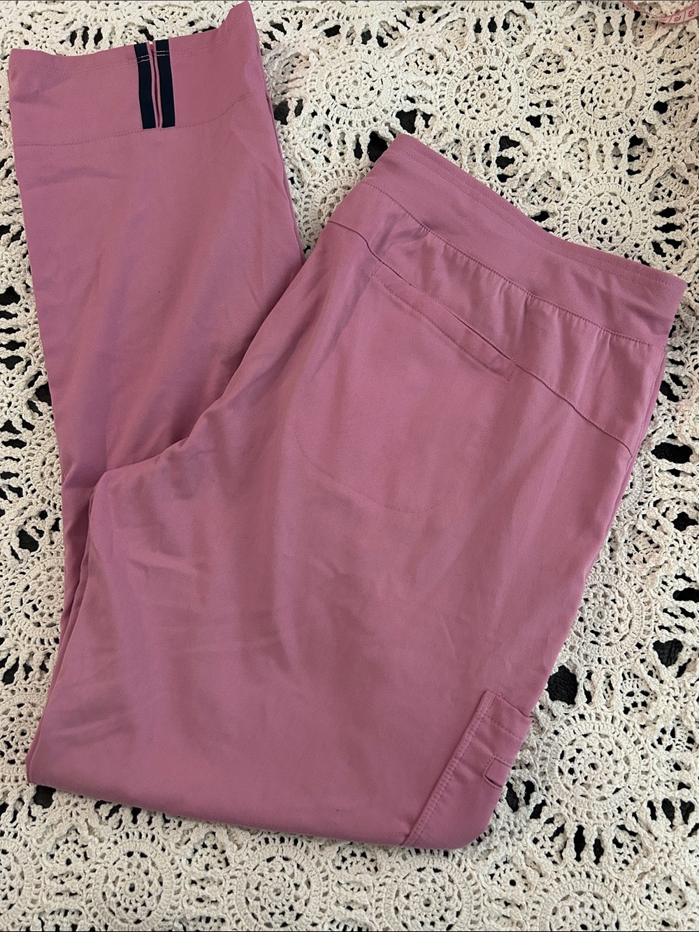Barco Uniforms Rose Pink Drawstring Jogger Pants with Navy Trim - Picture 4 of 5